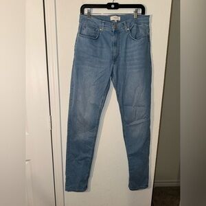 Reiss Straight Jeans Womens 32R Blue Light Wash Denim Classic Lived-In Whiskered